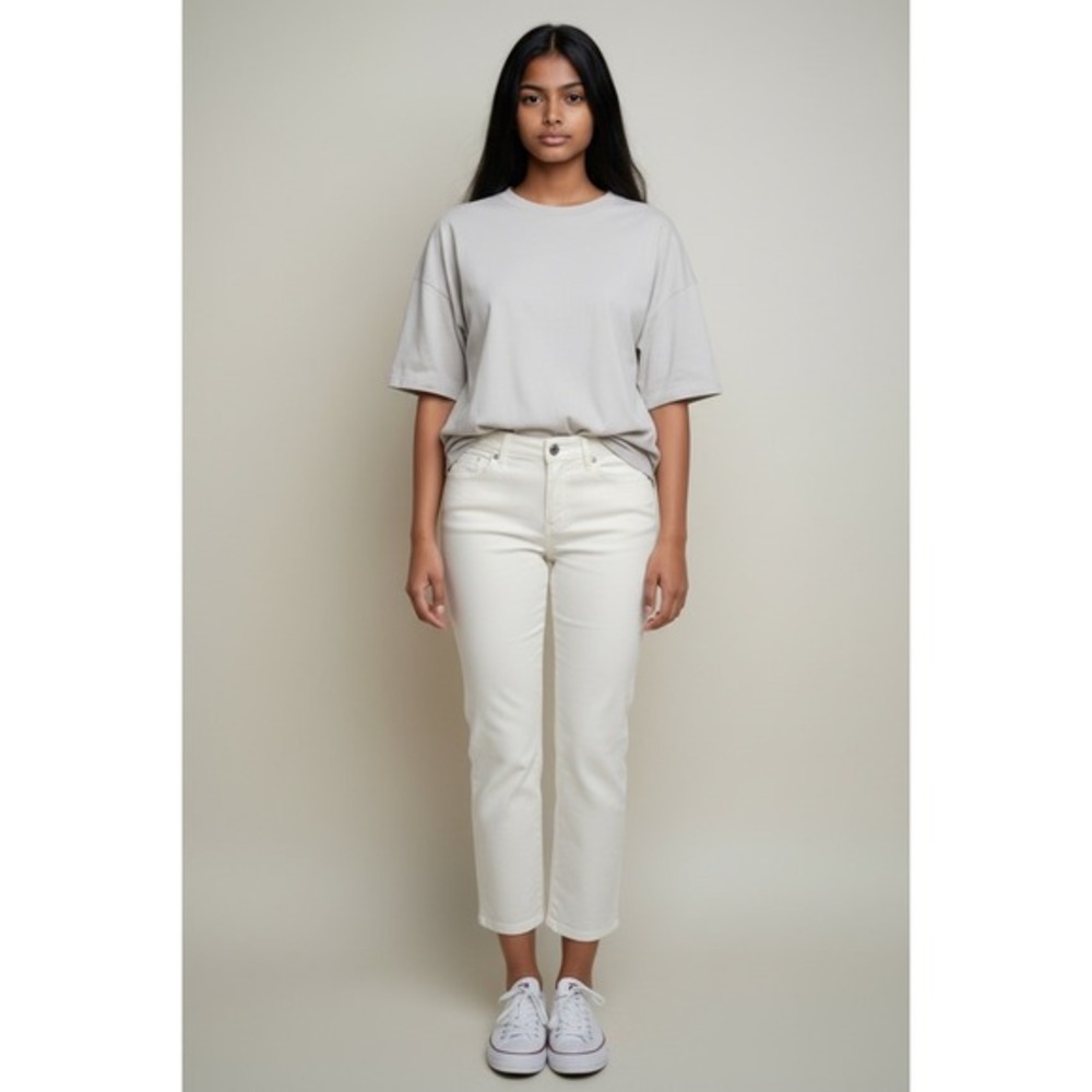 Nine West Chrystie Capri Womens 10 White Stretch Denim Cropped Jeans Casual